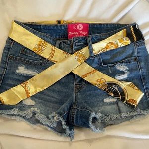 denim low rise shorts